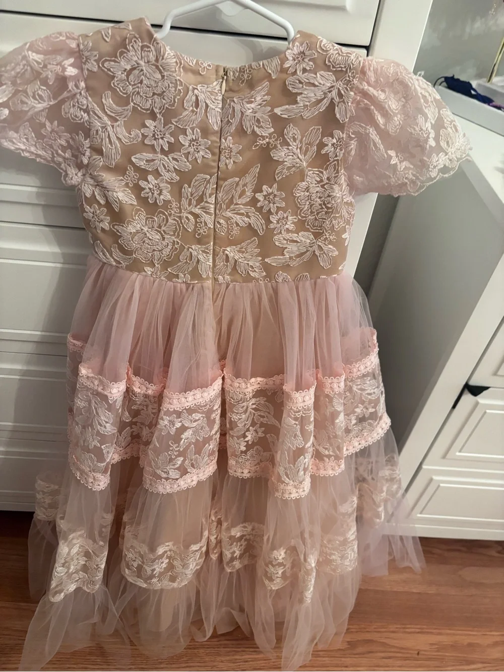 Blush Pink Lace Tulle Party Dress for Girls